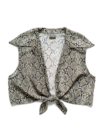 Silk Rayon Snake Pattern Langle Color Sleeveless Blouse...