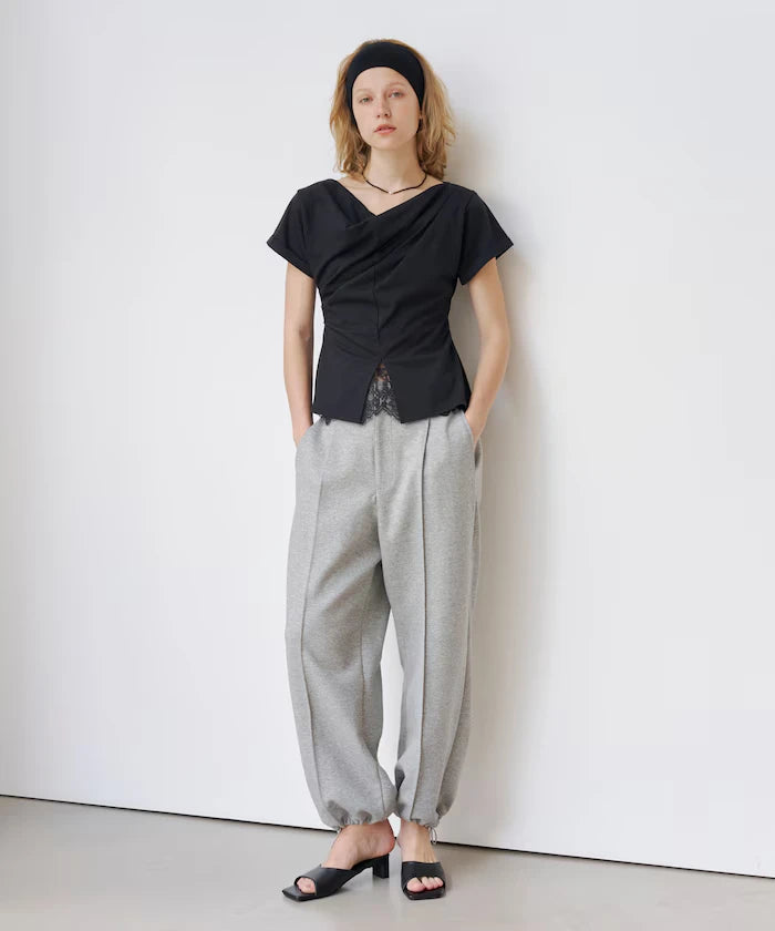 Lace Docking Draped Neck Top 【Limited Edition】