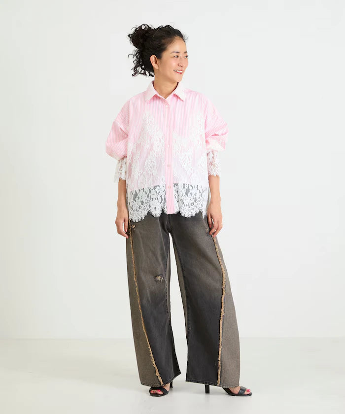 Lace Docking Stripe Shirt