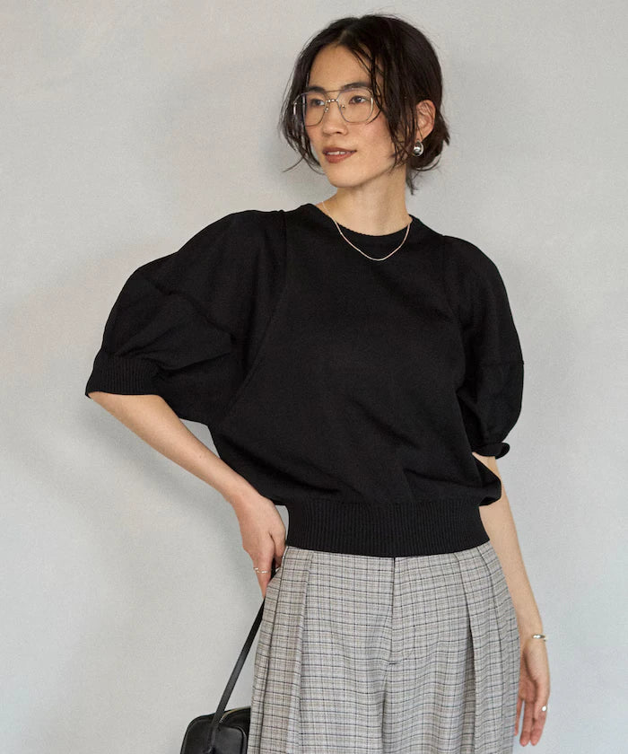 Japan Made Whole Garment Puff Sleeve Top