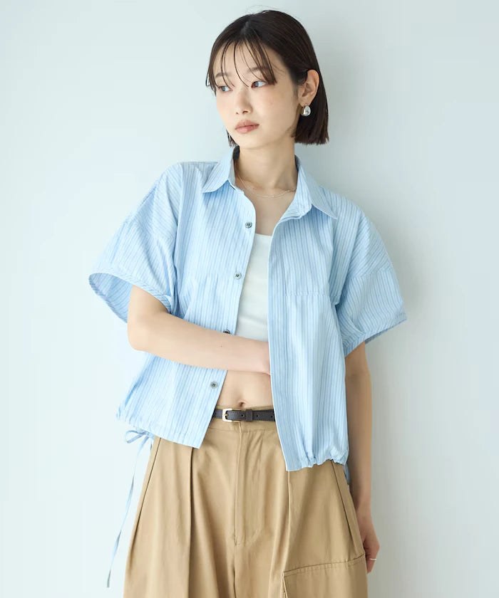 Switch Short Sleeve Hem Code Blouse
