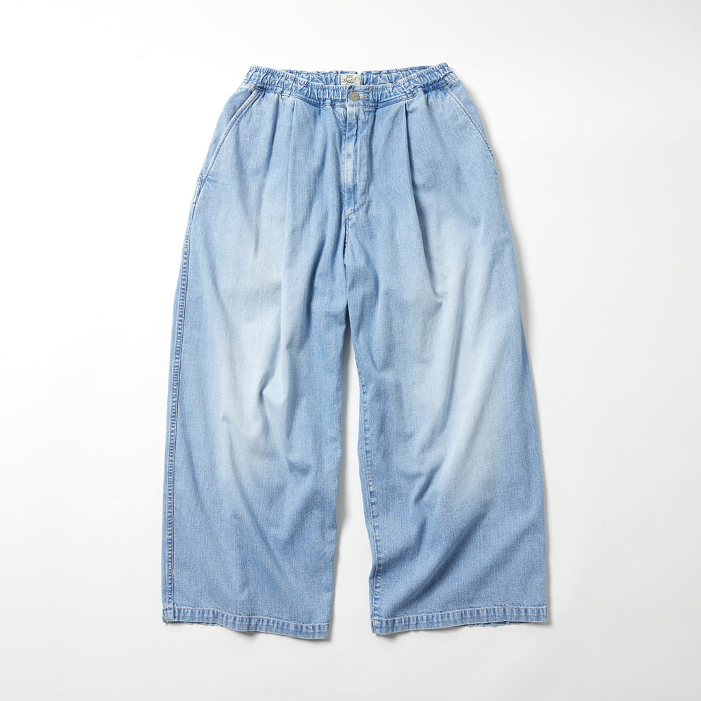 Recycled Waste Suvin Cotton Yarn 10oz. Jelt Denim Easy Wode Pants Bleach Washed