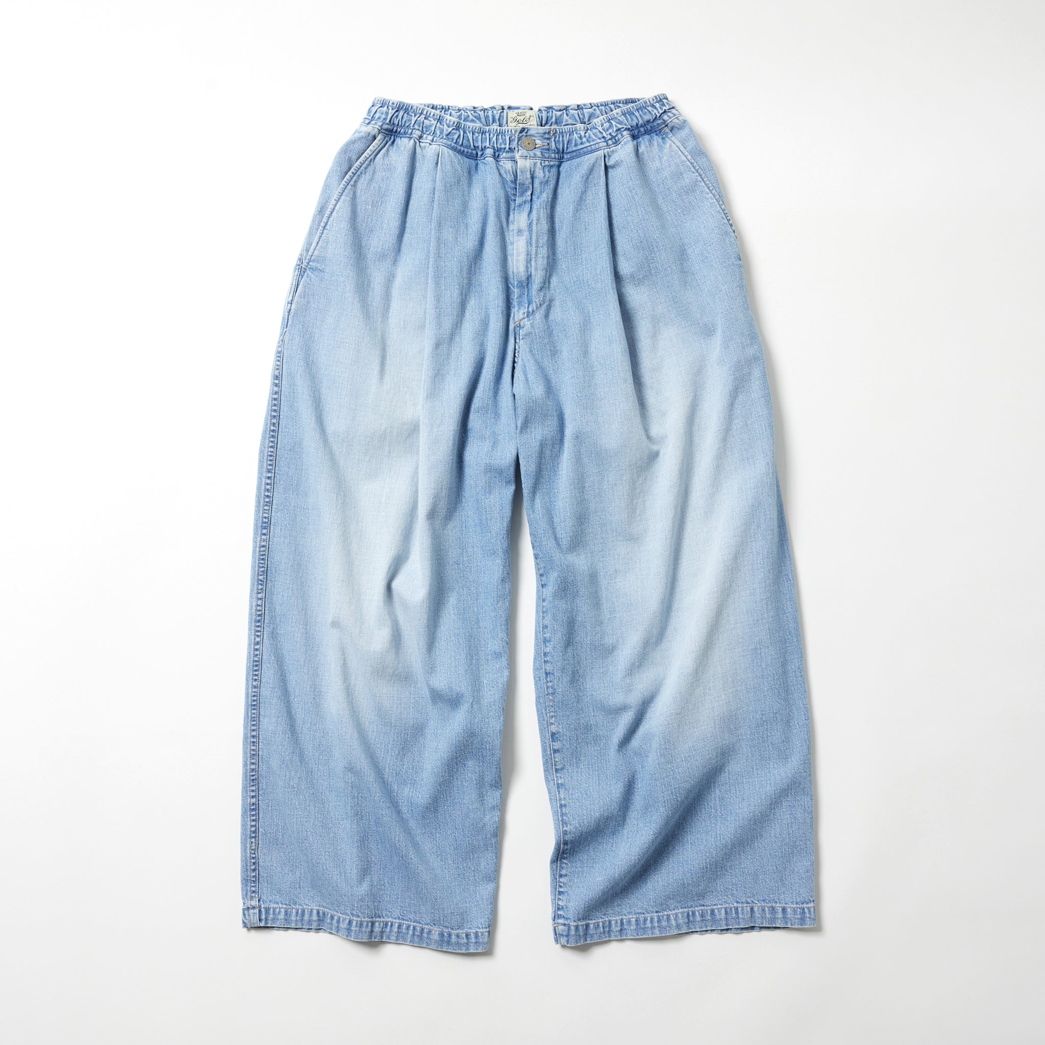Recycled Waste Suvin Cotton Yarn 10oz. Jelt Denim Easy Wode Pants Bleach Washed
