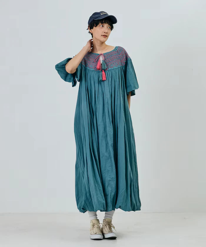India Colored Smocked Balloon Dress