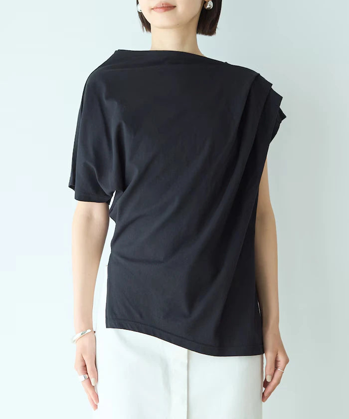 Organic Cotton Asymmetrical Draped Top