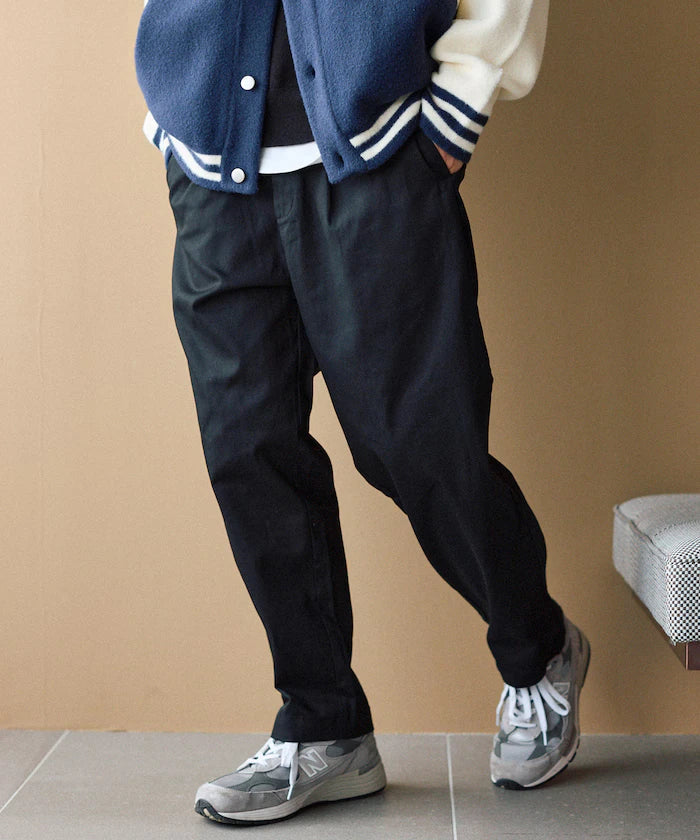 Wide Silhouette Drawstring Chino Pants / Tapered Silhouette Easy Chino Pants