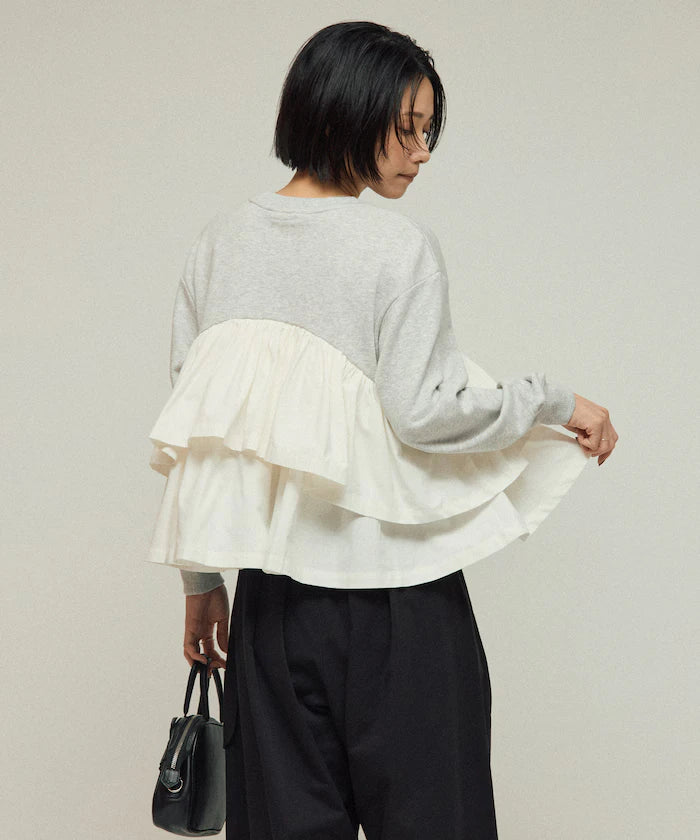 Organic Cotton Docking Frill Sweat / Relaxed Fit / Backed Sweat