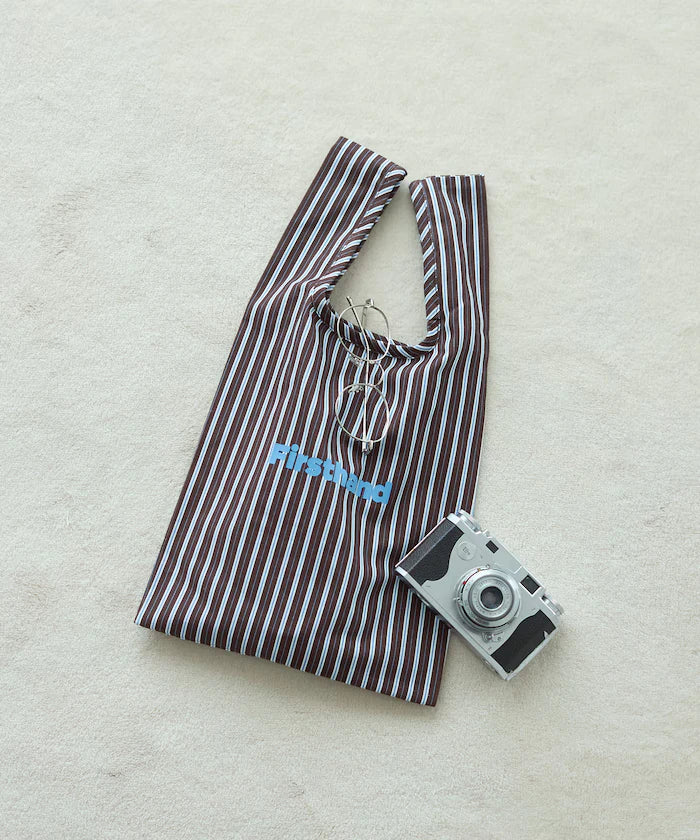 Stripe Print Canvas Market Bag
