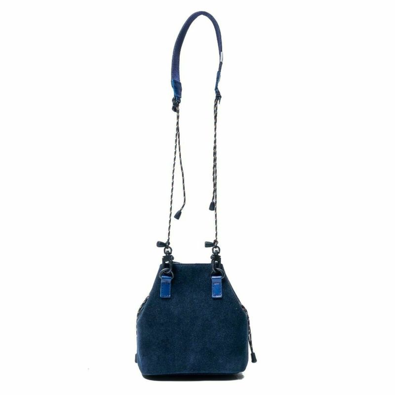 WATER PROOF SUEDE MINI DROW STRING SHOULDER/NAVY