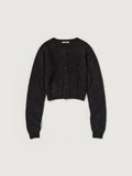 GARMENT-DYED BABY ALPACA FUR KNIT CREW-NECK CARDIGAN
