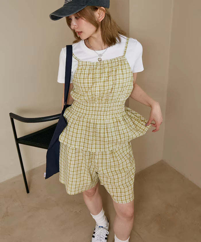 Shearling camisole x short pants set limited edition