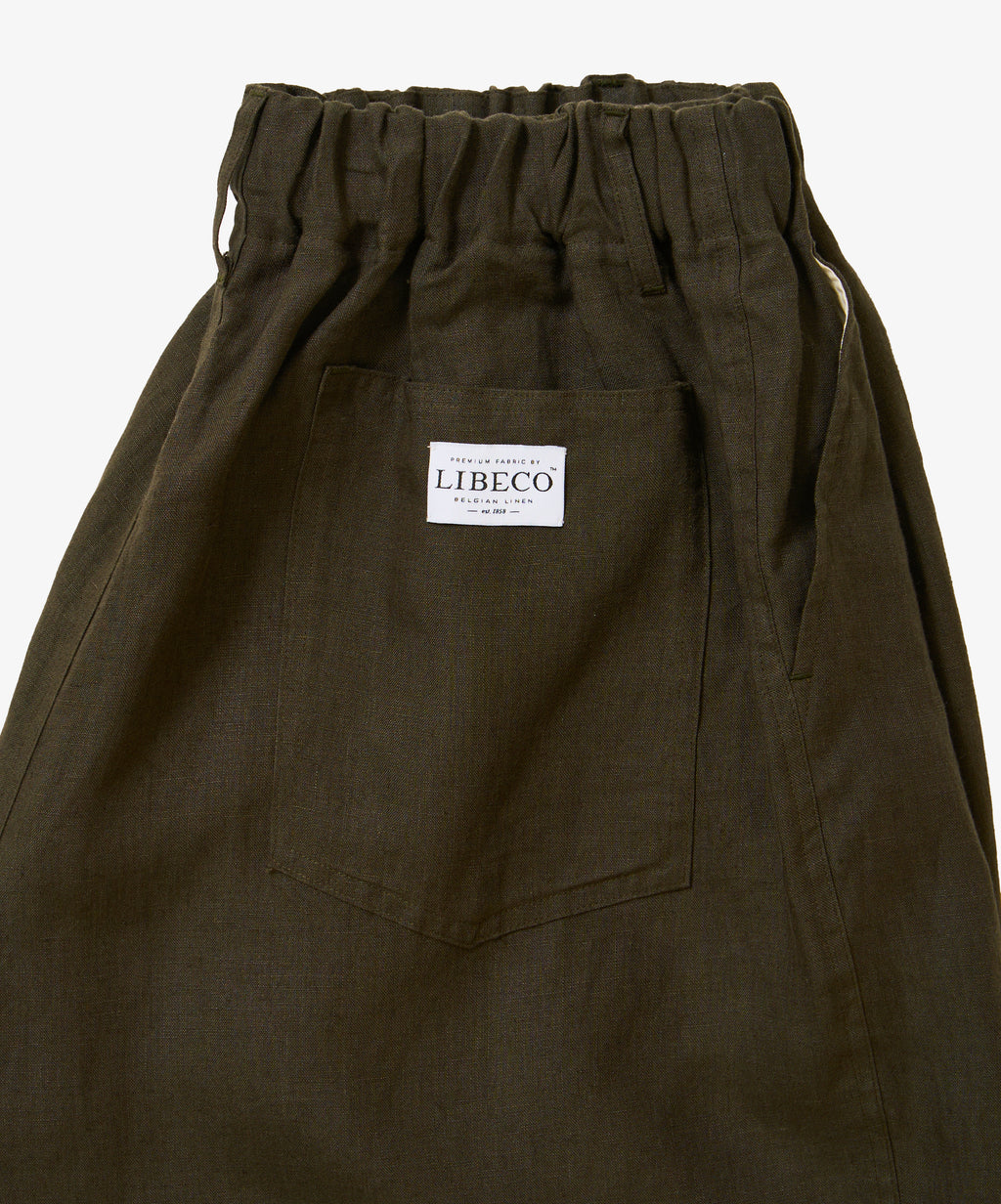 circular short pants linen deep forest