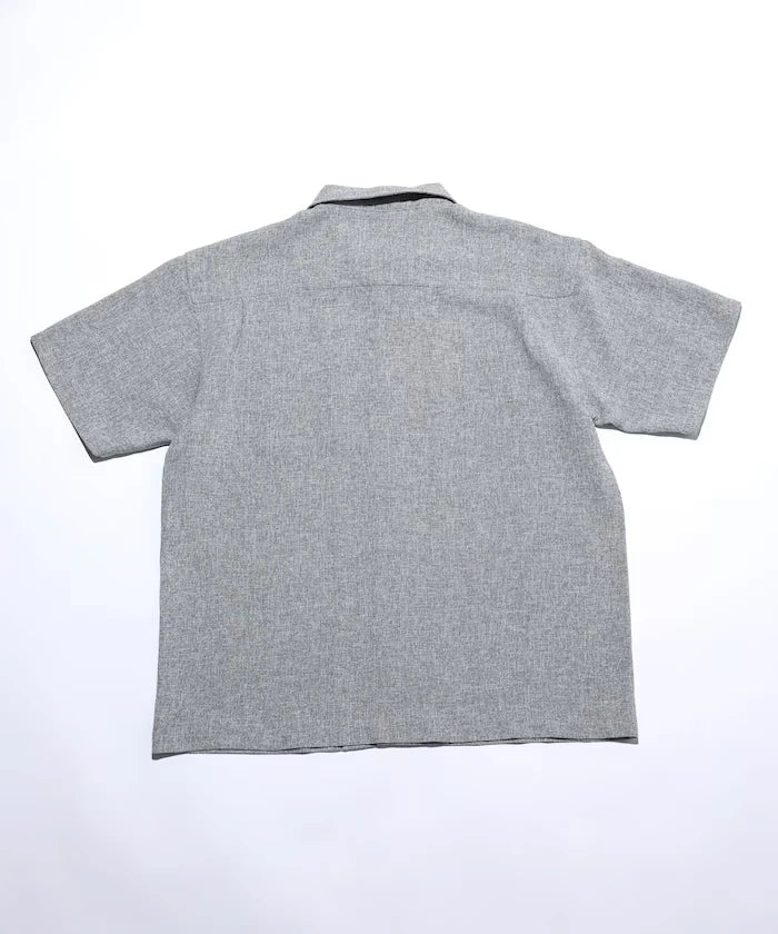Dry Touch Summer Tweed Short Sleeve Open Collar Shirt