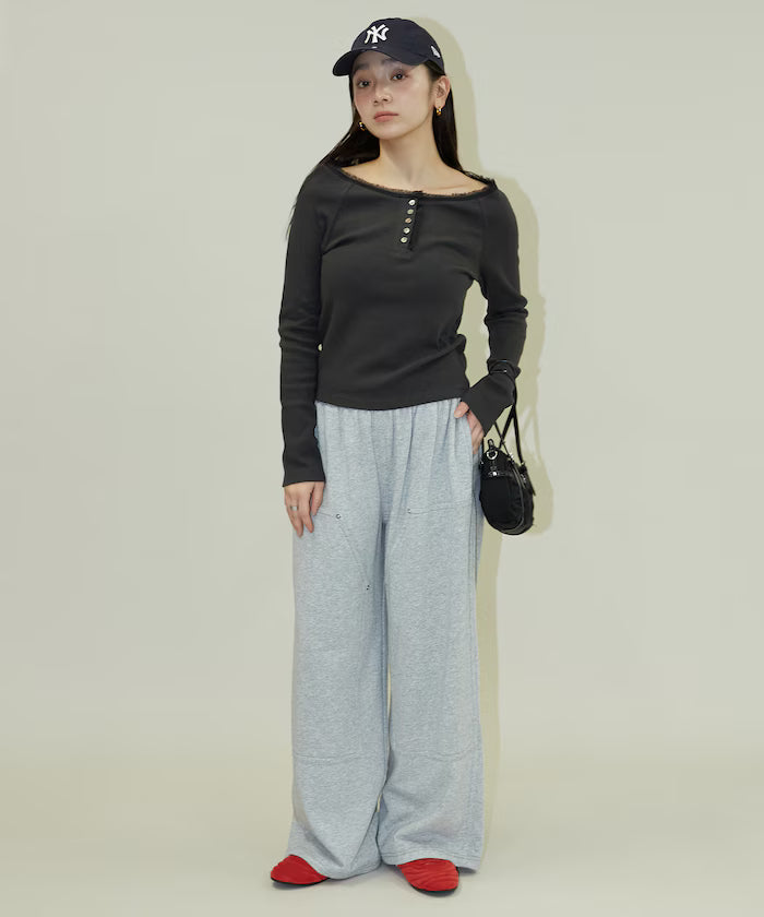 Lace Insert Long Sleeve T-Shirt