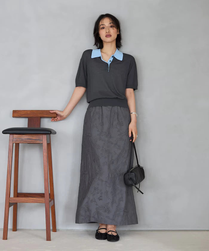 Relaxed Fit Color Design Polo Knit / Bicolor / Multi Stripe