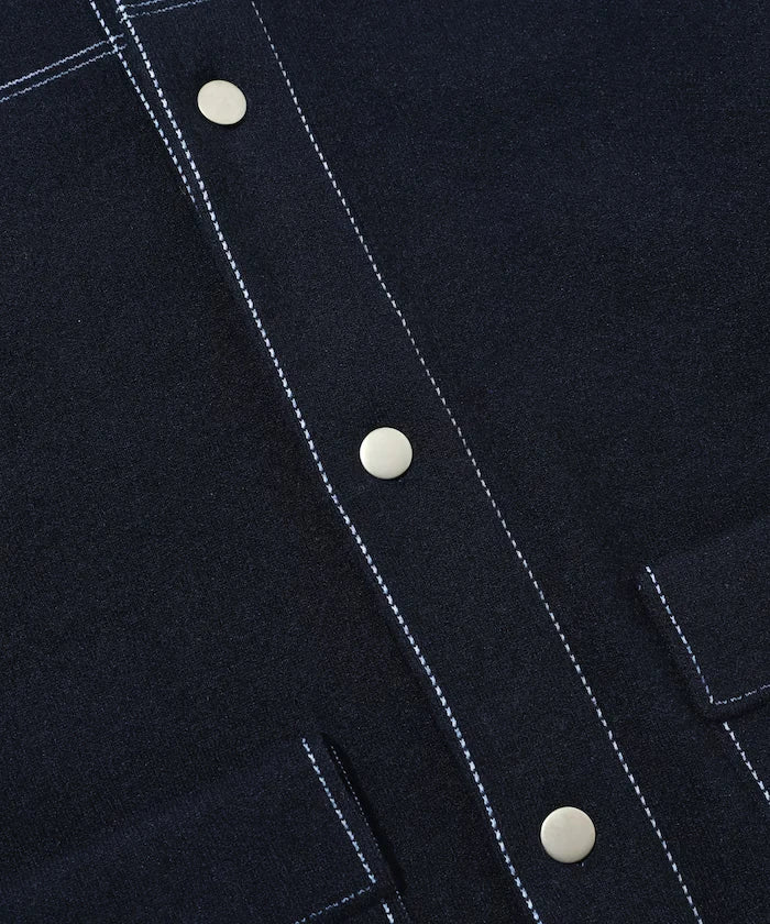 Oversized Wool Blend Knit Coverall / Color Stitch Knit Jacket