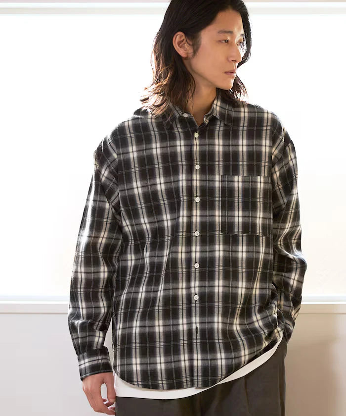 Big Silhouette Ombre Check Shirt / Long Sleeve