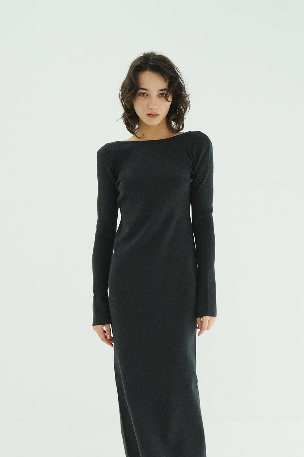 W FACE POWER SHOULDER KNIT ONEPIECE