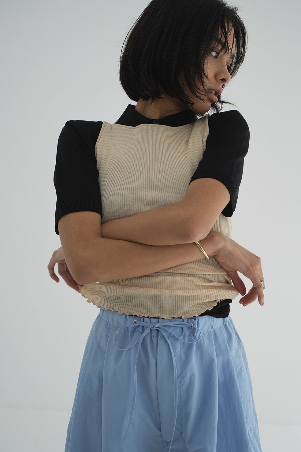 BOAT NECK RIB KNIT TANK TOPS