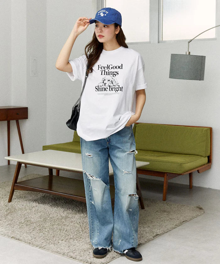 <Functional Material> Shime Bright Dog Print T-shirt Limited Edition