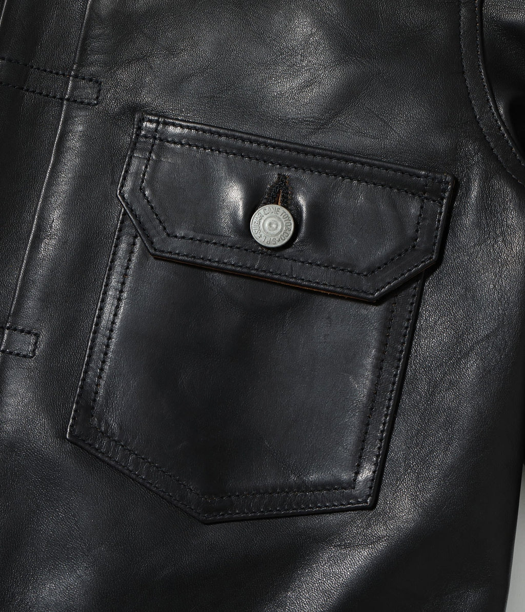 BLACK HORSEHIDE LEATHER JACKET 1953 MODEL