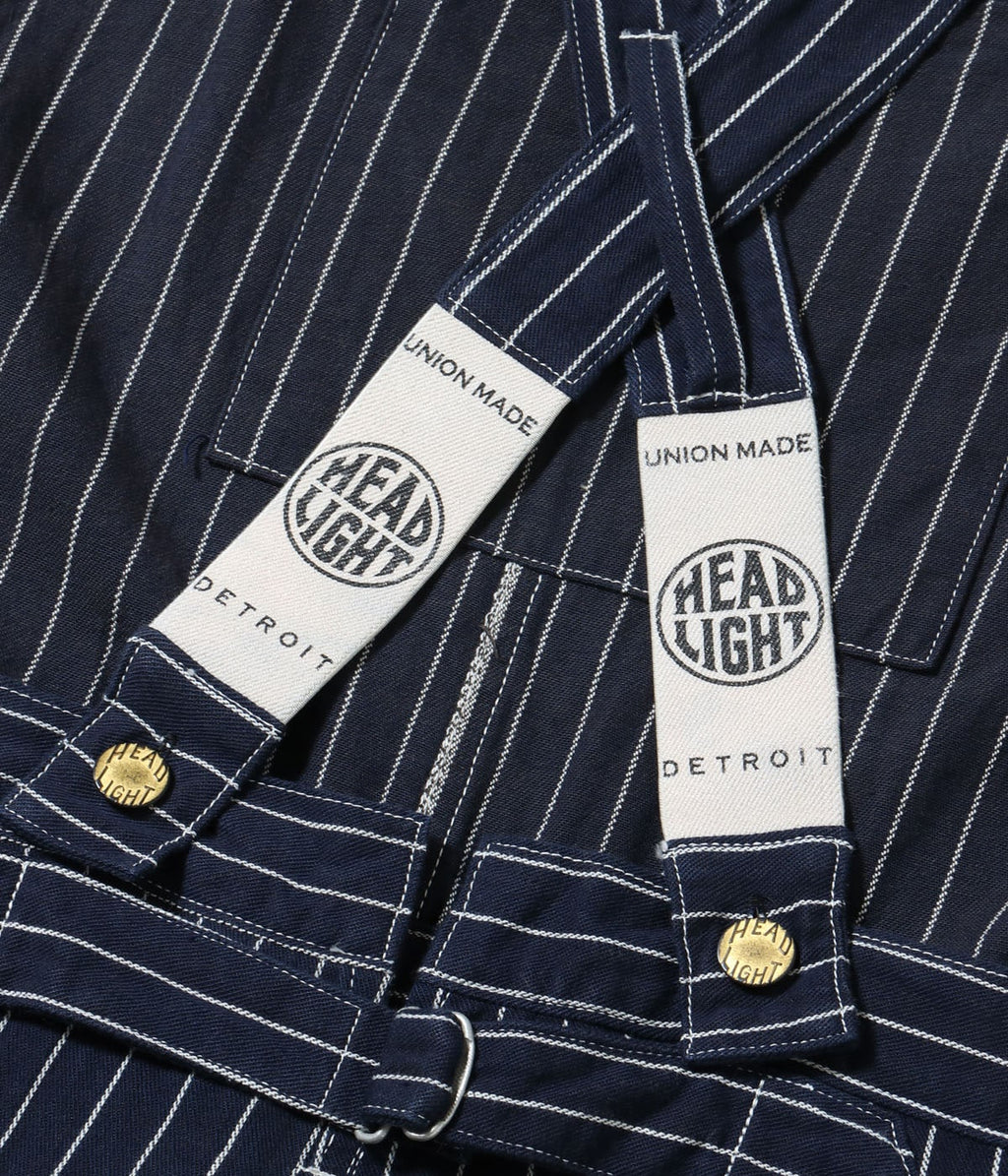 HEADLIGHT 8oz. SPECIAL WOVEN STRIPE DENIM LOW BACK OVERALLS