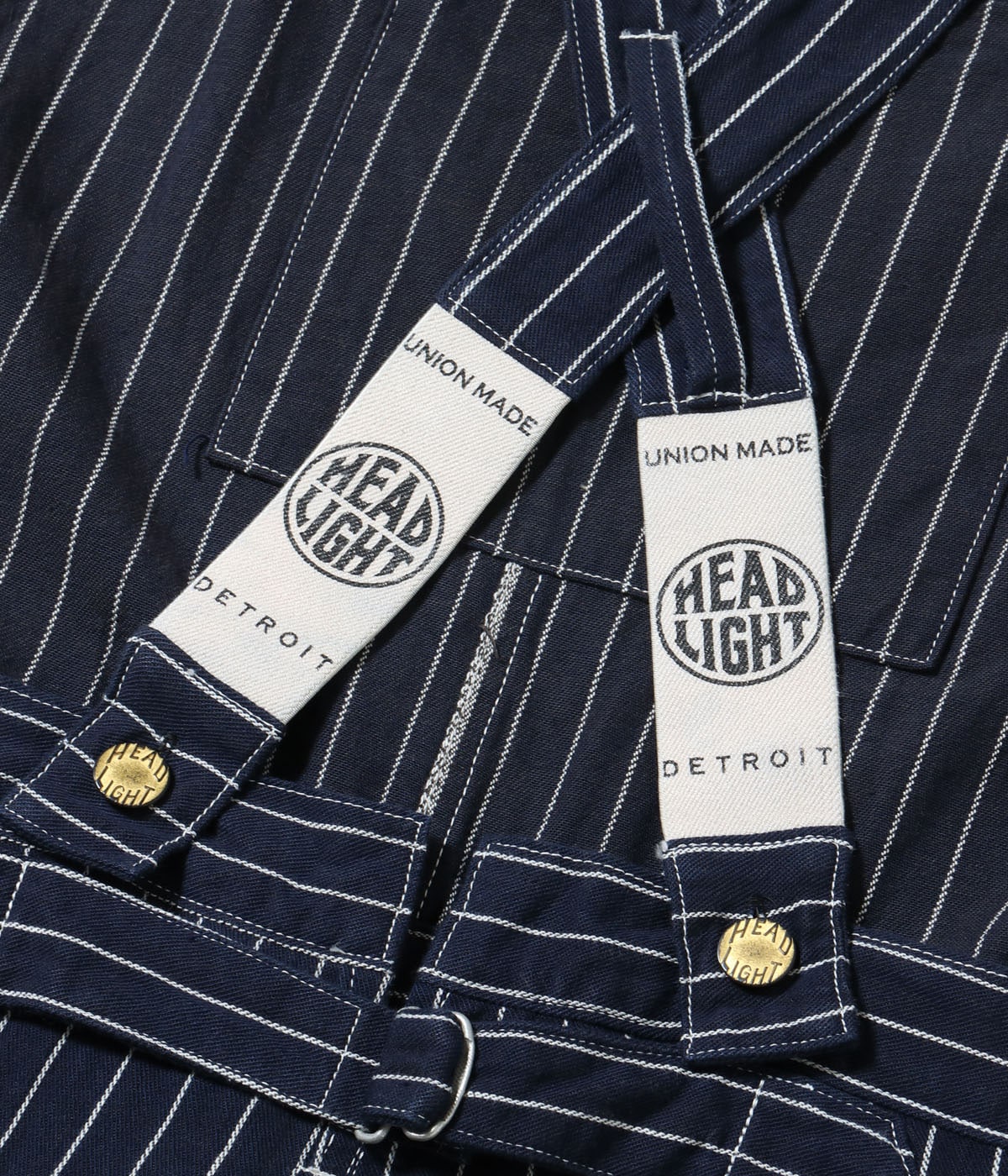 HEADLIGHT 8oz. SPECIAL WOVEN STRIPE DENIM LOW BACK OVERALLS
