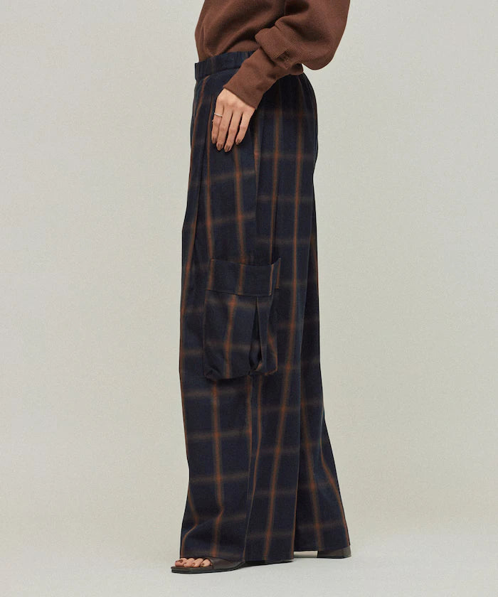 Ombre Check Easy Pants / Patch Pocket Wide Easy Pants