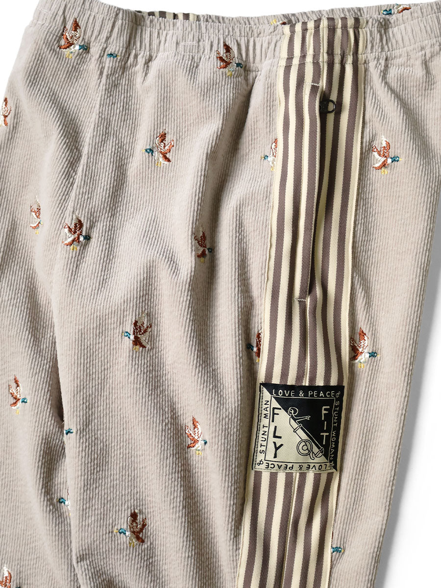 11W Stretch Corduroy Duck Embroidery Track Pants...
