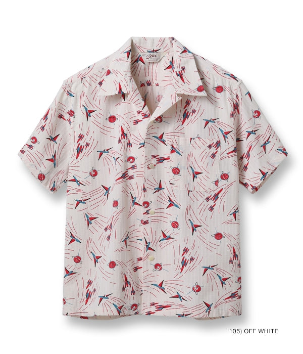 DOBBY COTTON OPEN SHIRT “SPACE SHIP