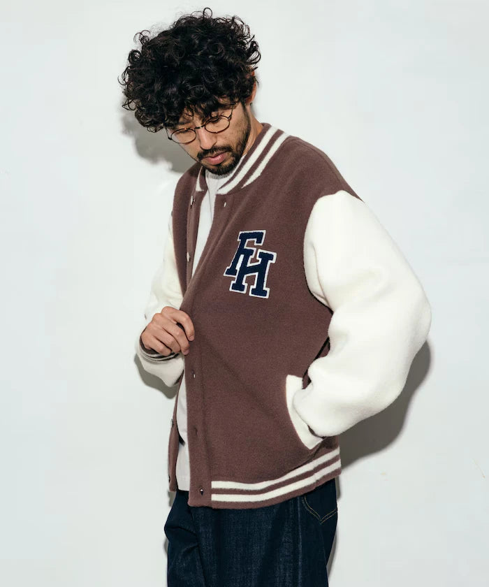 Relaxed Fit Logo Knit Varsity Jacket