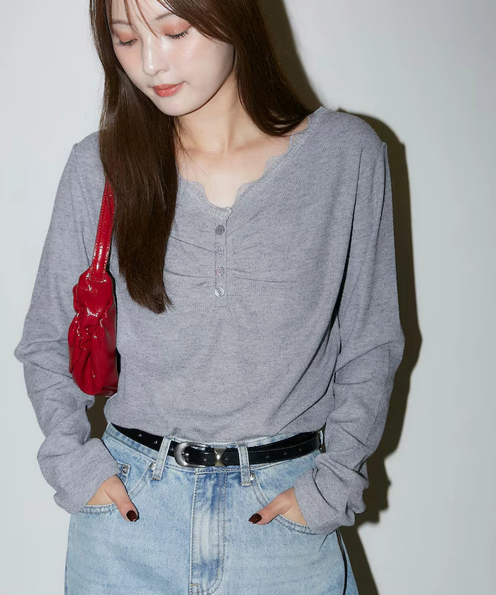 Henley Neck Lace Long Sleeve T Limited Edition