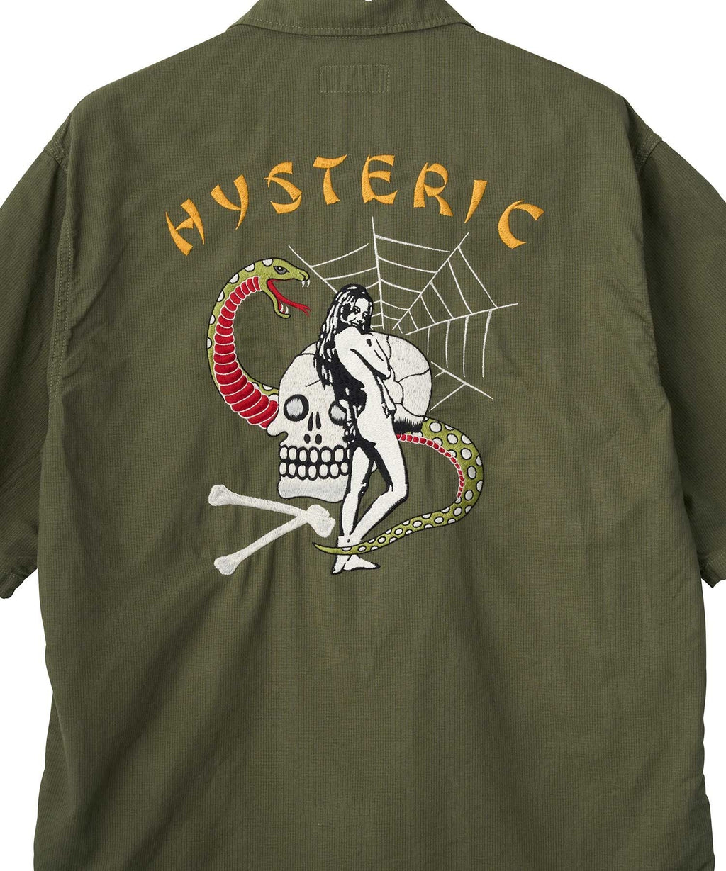 Snake & Skull Embroidery Utility Shirt