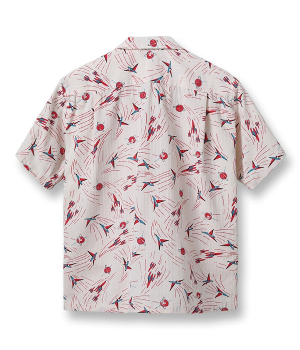 DOBBY COTTON OPEN SHIRT “SPACE SHIP