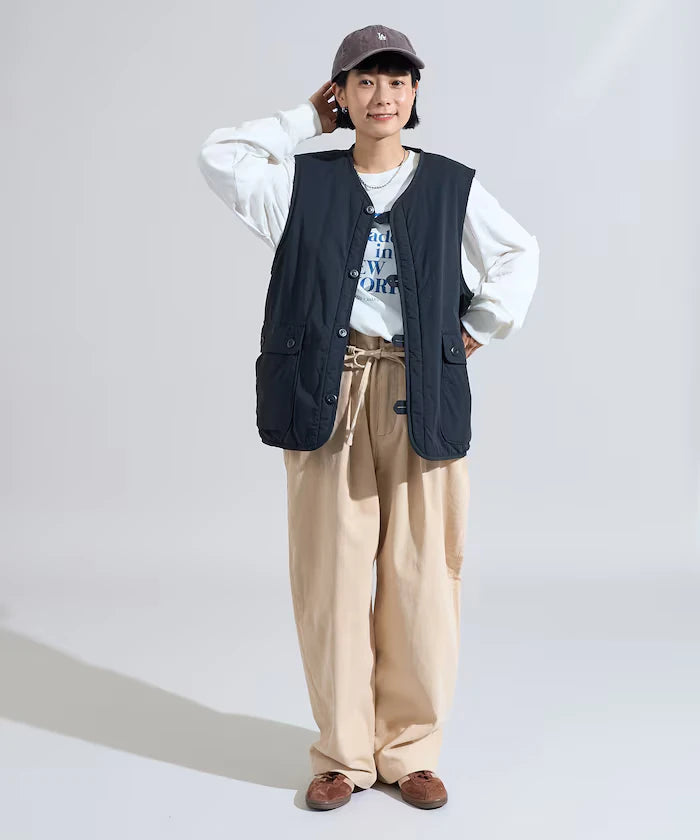 Cotton Nylon Twill Reversible Boa Vest