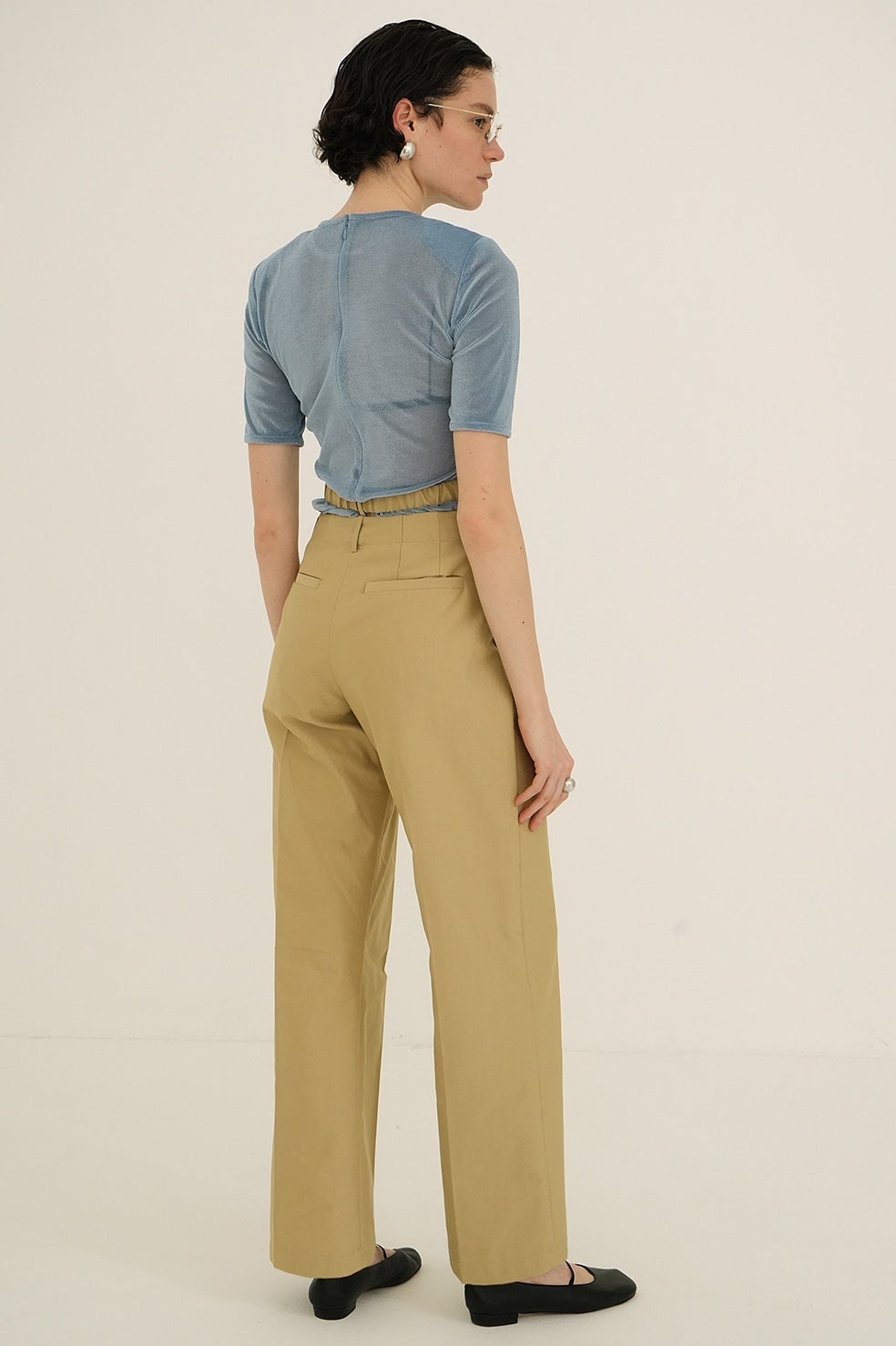 SHEER VELOUR POWER SHOULDER TOPS