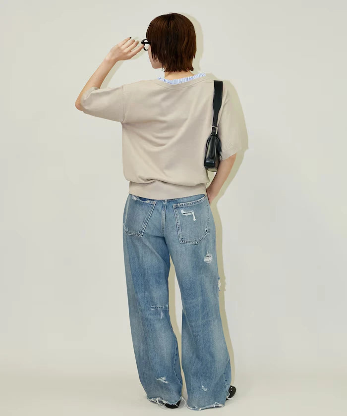 Shirt Frill V-Neck Half Sleeve Summer Knit Limited Edition