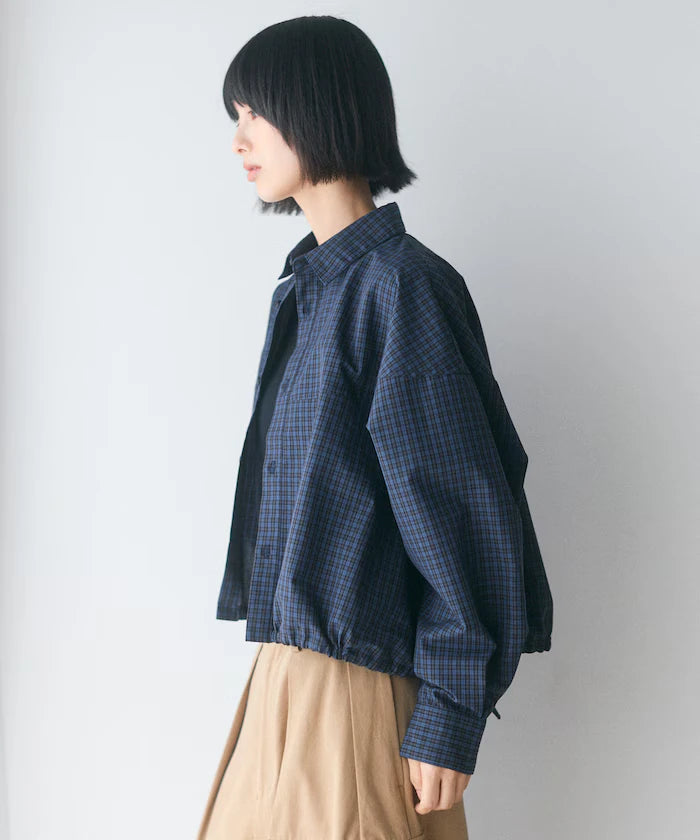 Hem Code Switch Short Length Long Sleeve Shirt