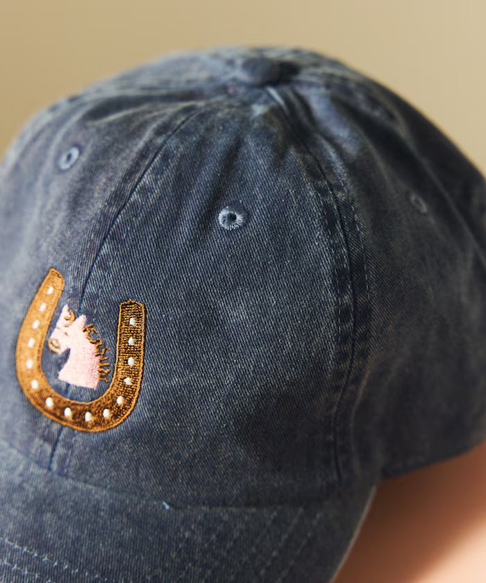 TOYAMEG Kaiun Horse Cap One Point Pigment Embroidery Cap