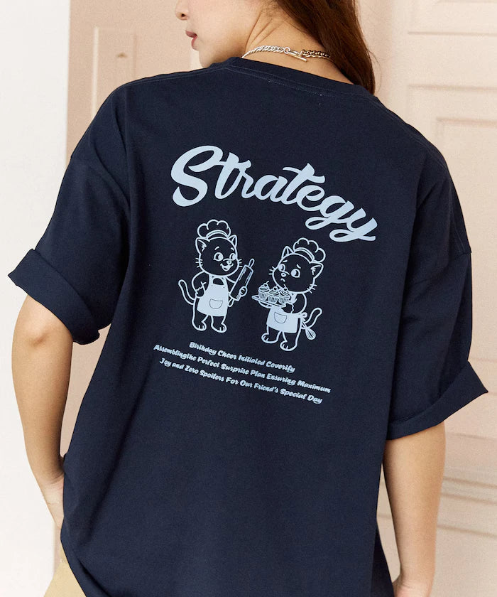 <Functional Material> STRATEGY Cat Print T-Shirt Limited Edition