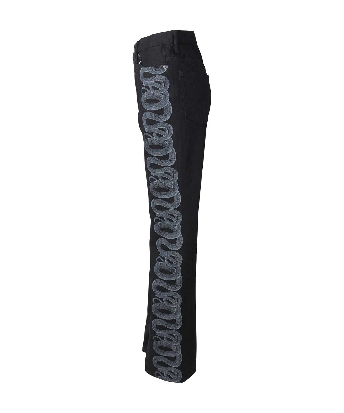 Snake Loop Denim Flare Pants