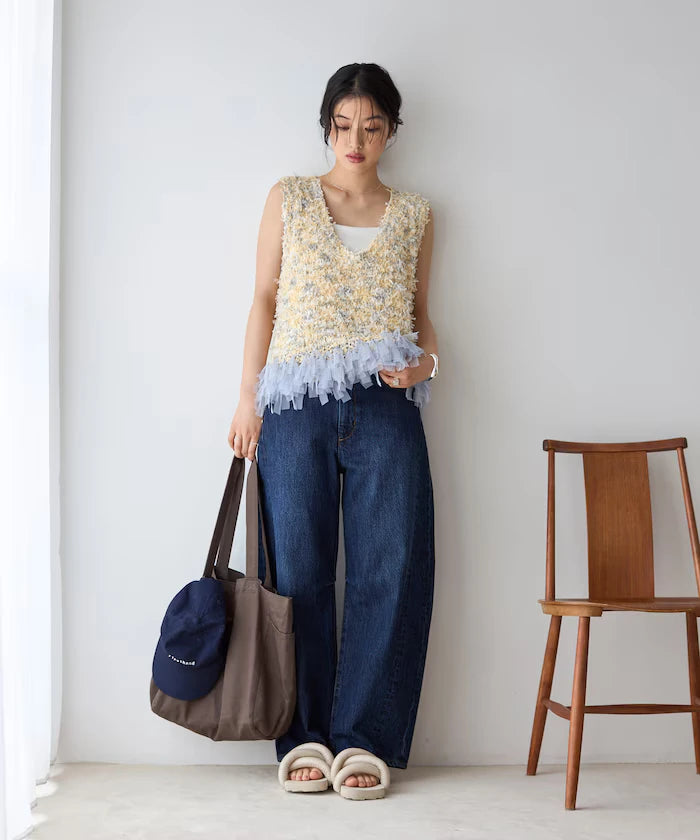 2WAY Fringe Hem Knit Vest