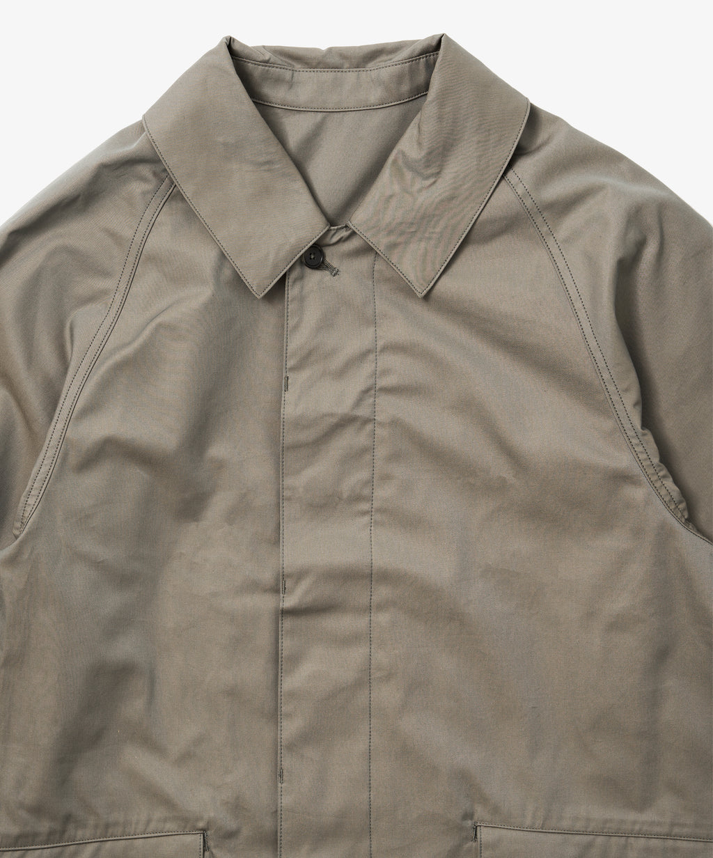 balmacaan coat gabardine iridescent green