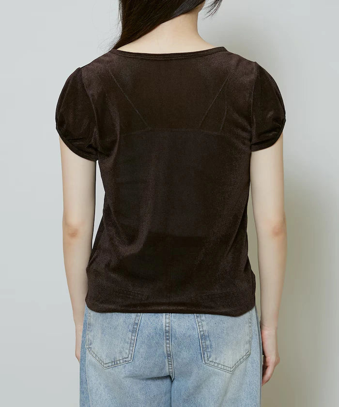 Puff Sleeve Sheer Flocky T-Shirt Limited Edition