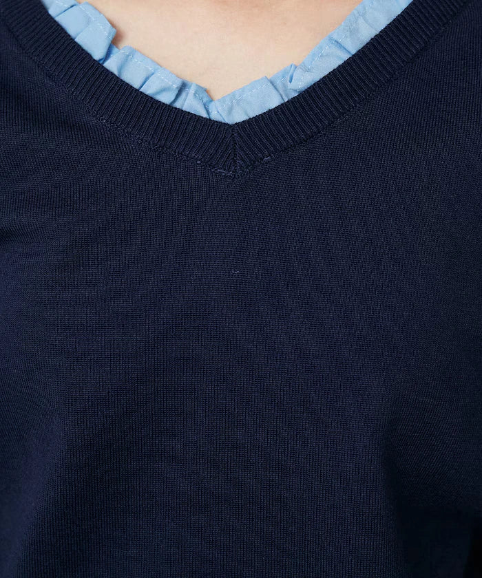Shirt Frill V-Neck Half Sleeve Summer Knit Limited Edition