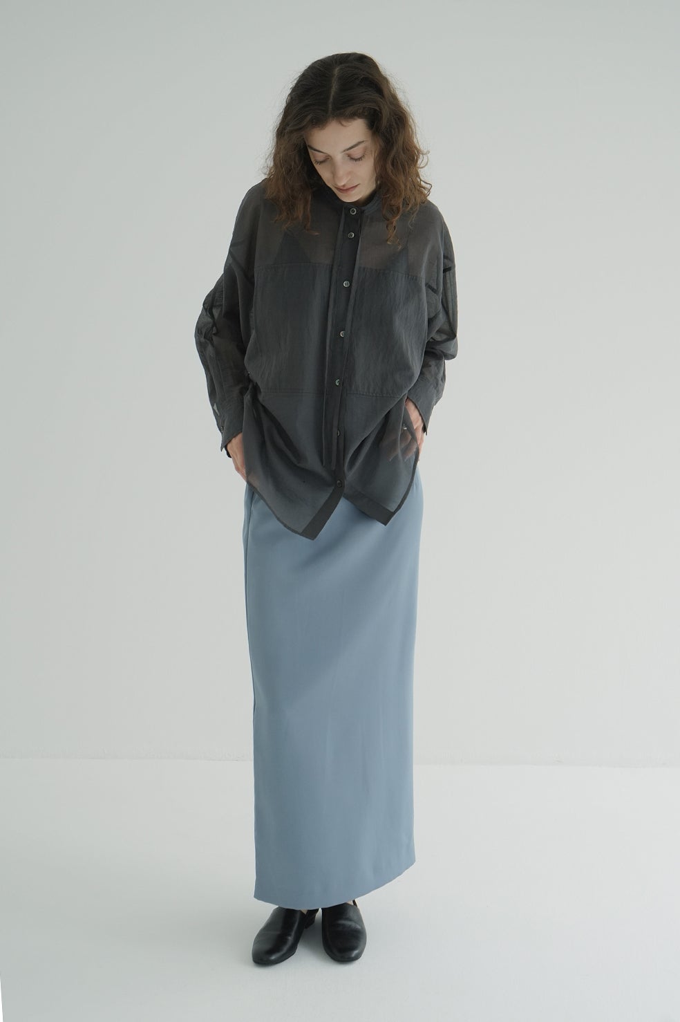 HIGH WAIST STRAIGHT SATIN SKIRT