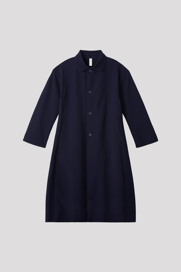 MESH STAND FALL COLLAR LONG COAT