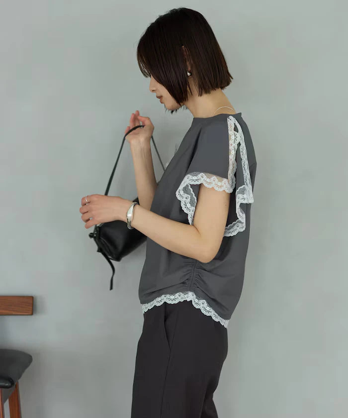 Handkerchief Sleeve Shirring Blouse