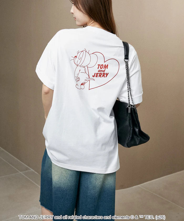 <Functional Material> TOM AND JERRY Heart Graphic T-Shirt Limited Edition