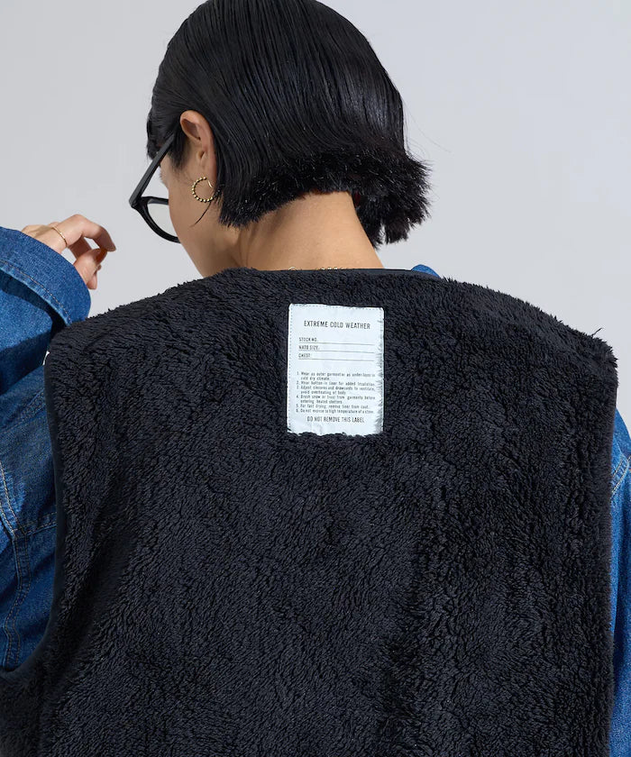 Cotton Nylon Twill Reversible Boa Vest